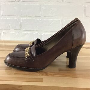 NATURALIZER brown heeled shoes ladies gold chain size 8